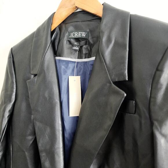 NEW J. Crew Willa Classic Black Faux Leather Blazer Size 6 - Picture 6 of 15